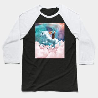 Capybara Riding Unicorn Baseball T-Shirt